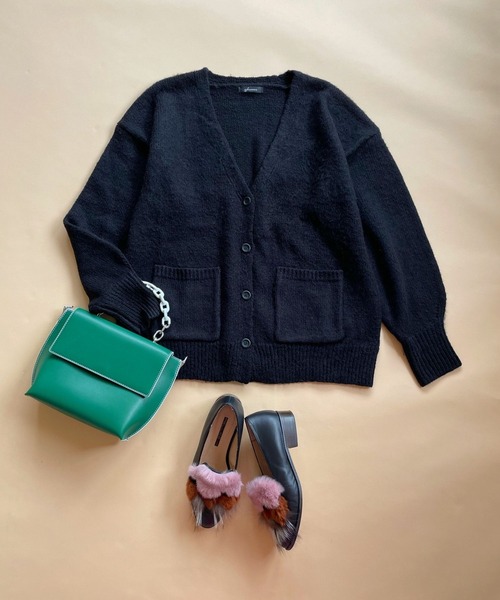 ＪＵＧＬＡＮＳ（ユグランス）の「☆ ふわっと柔らか。起毛モヘアタッチルーズカーディガン　162704（カーディガン/ボレロ・レディース・ブラック/オレンジ/ピンク/ライトグリーン/ブルー・FREE）」の2枚目の写真