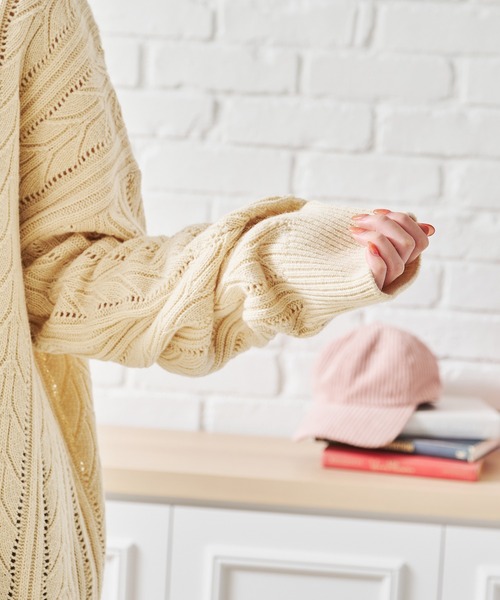 acro（アクロ）の「ケーブル柄カーディガン/AC1457（ニット/セーター・レディース・ブラック/ブラウン/アイボリー/グリーン/グレー/オレンジ・ﾌﾘ-）」の10枚目の写真