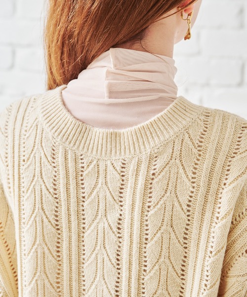 acro（アクロ）の「ケーブル柄カーディガン/AC1457（ニット/セーター・レディース・ブラック/ブラウン/アイボリー/グリーン/グレー/オレンジ・ﾌﾘ-）」の7枚目の写真