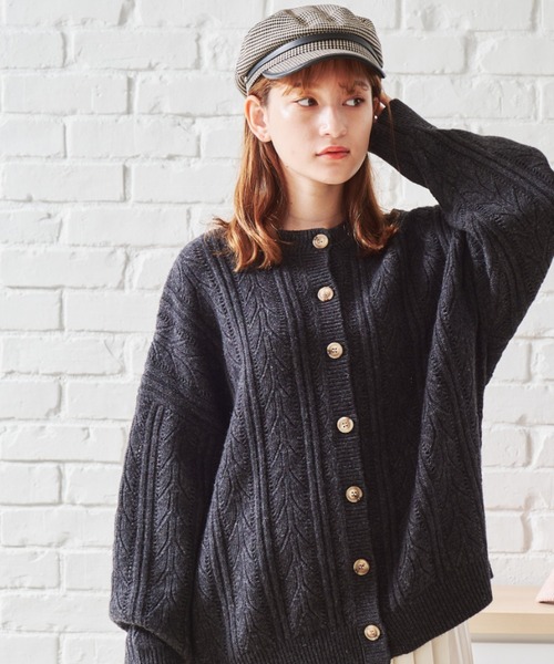 acro（アクロ）の「ケーブル柄カーディガン/AC1457（ニット/セーター・レディース・ブラック/ブラウン/アイボリー/グリーン/グレー/オレンジ・ﾌﾘ-）」の19枚目の写真