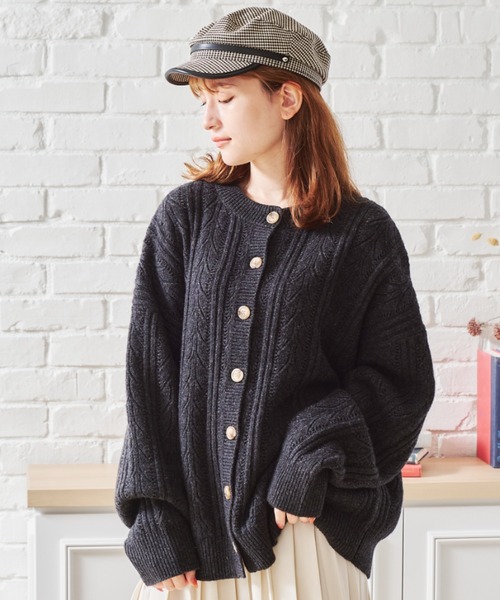 acro（アクロ）の「ケーブル柄カーディガン/AC1457（ニット/セーター・レディース・ブラック/ブラウン/アイボリー/グリーン/グレー/オレンジ・ﾌﾘ-）」の18枚目の写真