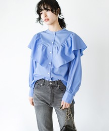 haco! | 洗濯機で洗えてお手入れ楽ちん！アクセサリーいらずで顔まわり華やぐ大人のフリルブラウス by que made me(シャツ/ブラウス)