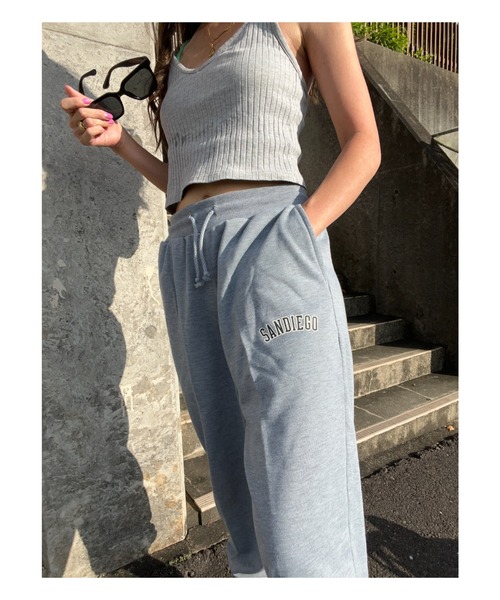 NYLAUS（ナイラス）の「ロゴプリント ワイド スウェットイージーパンツ（スウェットパンツ・メンズ・ブラック/ネイビー/グリーン/杢グレー/オートミール・LL/L/M）」の7枚目の写真