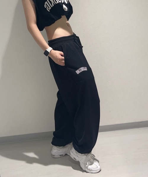 NYLAUS（ナイラス）の「ロゴプリント ワイド スウェットイージーパンツ（スウェットパンツ・メンズ・ブラック/ネイビー/グリーン/杢グレー/オートミール・LL/L/M）」の9枚目の写真