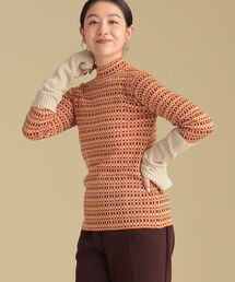 Ray BEAMS | Ray BEAMS / カラー チェック ハイネック ニット(Tシャツ/カットソー)