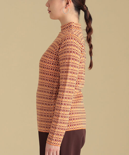 Ray BEAMS(レイビームス)の「Ray BEAMS / カラー チェック ハイネック ニット(Tシャツ/カットソー・レディース・ブルー/オレンジ・ONE SIZE)」の4枚目の写真