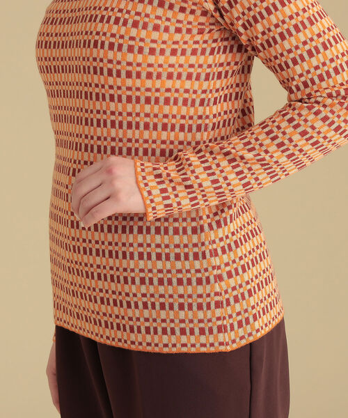 Ray BEAMS(レイビームス)の「Ray BEAMS / カラー チェック ハイネック ニット(Tシャツ/カットソー・レディース・ブルー/オレンジ・ONE SIZE)」の7枚目の写真