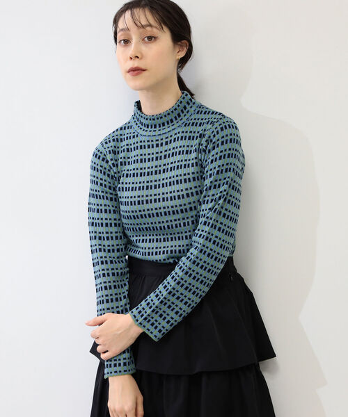 Ray BEAMS(レイビームス)の「Ray BEAMS / カラー チェック ハイネック ニット(Tシャツ/カットソー・レディース・ブルー/オレンジ・ONE SIZE)」の13枚目の写真