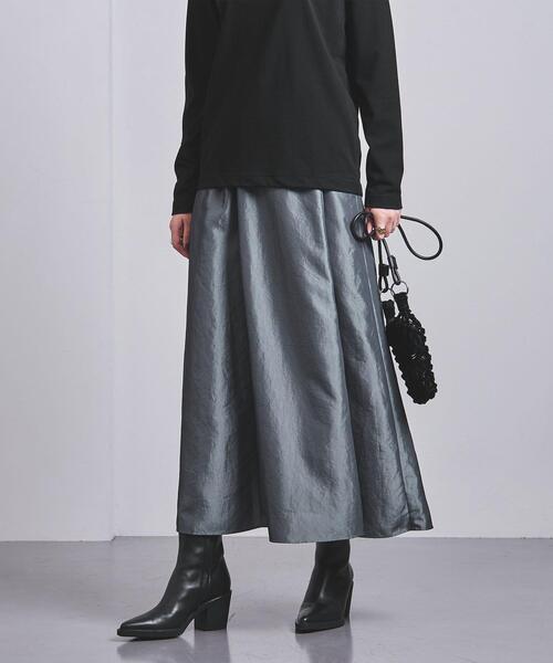 UNITED ARROWS（ユナイテッドアローズ）の「【WEB限定】PE CHAMB ギャザー スカート（スカート・レディース・ブラック/ダークグリーン/グレー・38/36）」の2枚目の写真