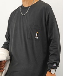 BF2 select Soar Out Door オーバーサイズ ペンギン 刺繍 ポケ付き ロングスリーブTシャツ