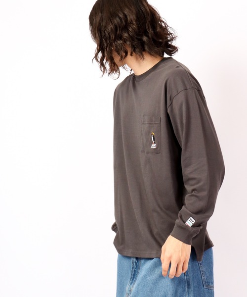 FUNALIVE(ファンアライブ)の「BF2 select Soar Out Door オーバーサイズ ペンギン 刺繍 ポケ付き ロングスリーブTシャツ(Tシャツ/カットソー・メンズ・ブラック/ピンク/ブルー/グレイッシュベージュ・LL/M/L)」の8枚目の写真