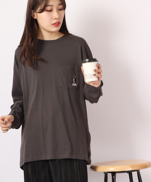 FUNALIVE(ファンアライブ)の「BF2 select Soar Out Door オーバーサイズ ペンギン 刺繍 ポケ付き ロングスリーブTシャツ(Tシャツ/カットソー・メンズ・ブラック/ピンク/ブルー/グレイッシュベージュ・LL/M/L)」の12枚目の写真