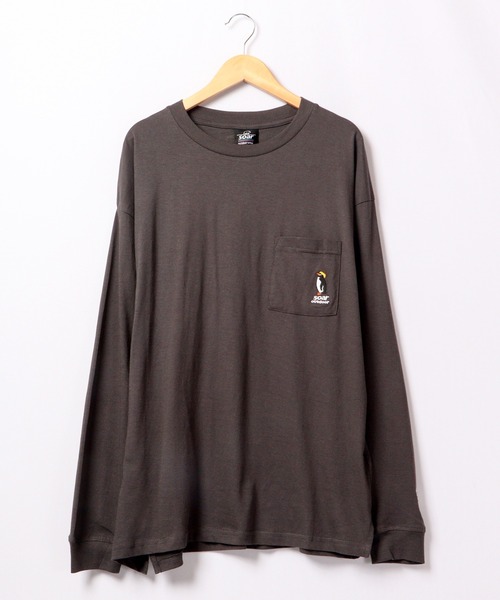 FUNALIVE(ファンアライブ)の「BF2 select Soar Out Door オーバーサイズ ペンギン 刺繍 ポケ付き ロングスリーブTシャツ(Tシャツ/カットソー・メンズ・ブラック/ピンク/ブルー/グレイッシュベージュ・LL/M/L)」の5枚目の写真
