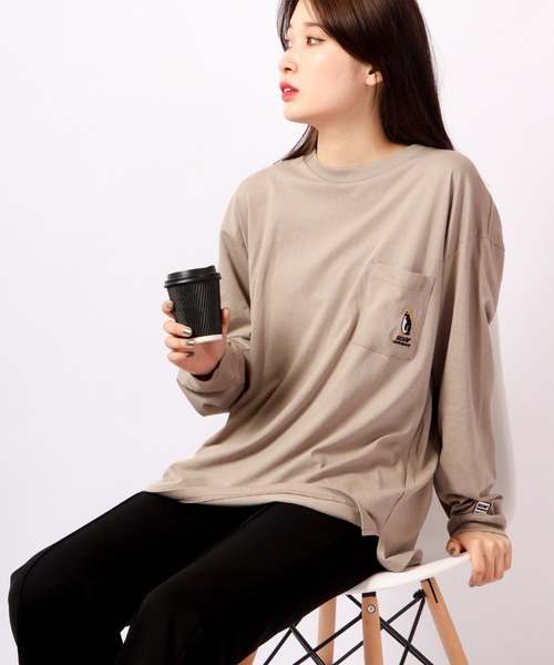 FUNALIVE(ファンアライブ)の「BF2 select Soar Out Door オーバーサイズ ペンギン 刺繍 ポケ付き ロングスリーブTシャツ(Tシャツ/カットソー・メンズ・ブラック/ピンク/ブルー/グレイッシュベージュ・LL/M/L)」の22枚目の写真