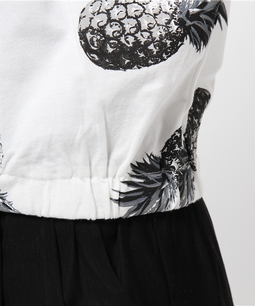 DISCOAT（ディスコート）の「【Discoat】パイナップルPt裾ゴムT（Tシャツ/カットソー・レディース・オフホワイト/ブラック・ﾌﾘ-）」の9枚目の写真