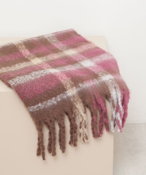 NATURAL BEAUTY BASIC(ナチュラルビューティーベーシック)の「ネップチェックマフラー(マフラー・レディース・ブラウン系その他/ホワイト系その他・FREE)」の1枚目の写真