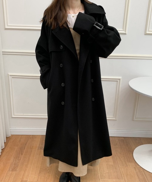ABITOKYO(アビトーキョー)の「ダブルボタンロングチェスターコート(チェスターコート・レディース・ブラウン/グリーン/ホワイト/ブルー/ブラック/ベージュ・FREE)」の15枚目の写真