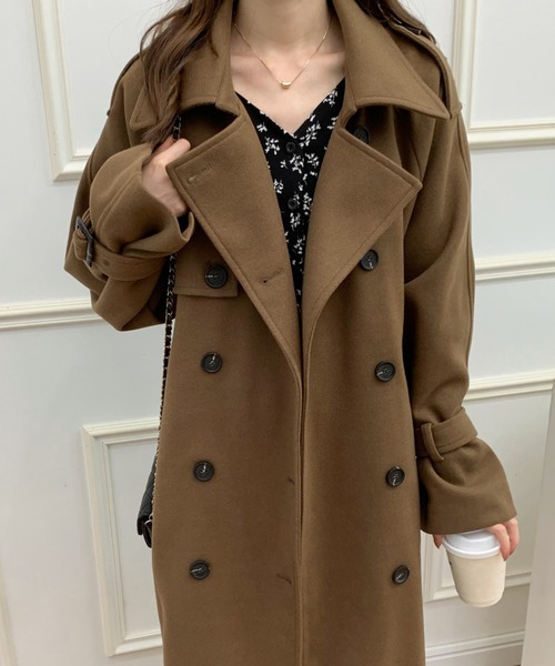 ABITOKYO(アビトーキョー)の「ダブルボタンロングチェスターコート(チェスターコート・レディース・ブラウン/グリーン/ホワイト/ブルー/ブラック/ベージュ・FREE)」の19枚目の写真