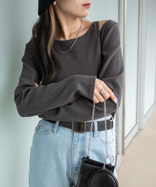 WEGO（ウィゴー）の「WEGO/【一部店限定】レイヤードセットリブロンT（Tシャツ/カットソー・レディース・ダークオレンジ/スミクロ・FREE）」の2枚目の写真
