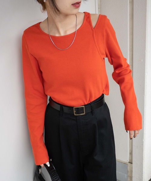 WEGO（ウィゴー）の「WEGO/【一部店限定】レイヤードセットリブロンT（Tシャツ/カットソー・レディース・ダークオレンジ/スミクロ・FREE）」の5枚目の写真