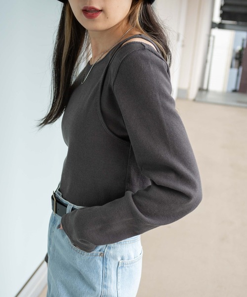 WEGO（ウィゴー）の「WEGO/【一部店限定】レイヤードセットリブロンT（Tシャツ/カットソー・レディース・ダークオレンジ/スミクロ・FREE）」の17枚目の写真
