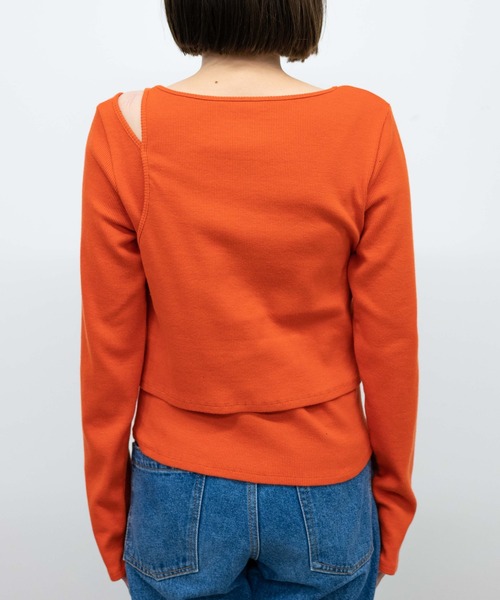 WEGO（ウィゴー）の「WEGO/【一部店限定】レイヤードセットリブロンT（Tシャツ/カットソー・レディース・ダークオレンジ/スミクロ・FREE）」の15枚目の写真