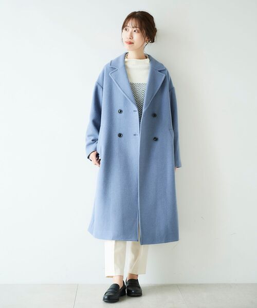 le.coeur blanc(ルクールブラン)の「コスミカルウォームタックテーパードパンツ(スラックス・レディース・オフホワイト/ブルー/パープル/ブラック・34/36/38/40)」の6枚目の写真