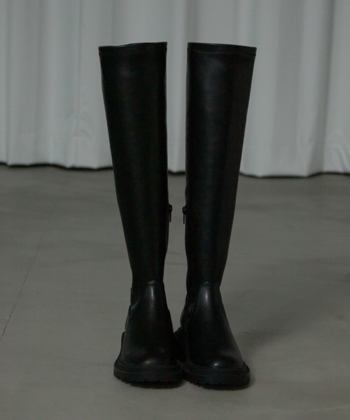 Ezick(エジック)の「【mio notis】フェイクレザーロンガーブーツ(ブーツ・レディース・ブラック・39/37/38/36)」の6枚目の写真