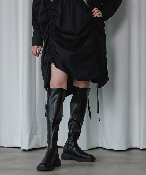 Ezick(エジック)の「【mio notis】フェイクレザーロンガーブーツ(ブーツ・レディース・ブラック・39/37/38/36)」の13枚目の写真