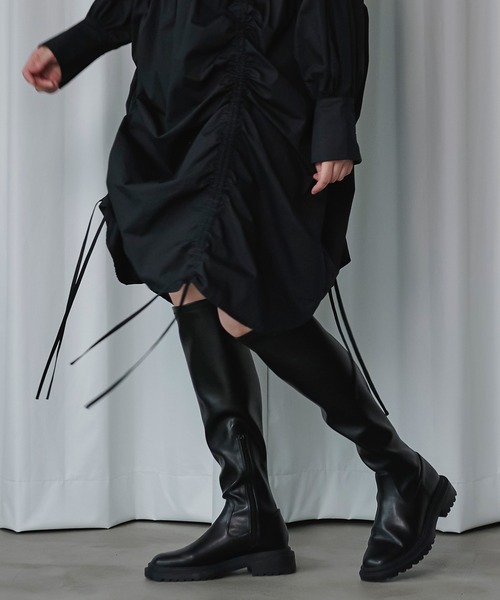 Ezick(エジック)の「【mio notis】フェイクレザーロンガーブーツ(ブーツ・レディース・ブラック・39/37/38/36)」の14枚目の写真