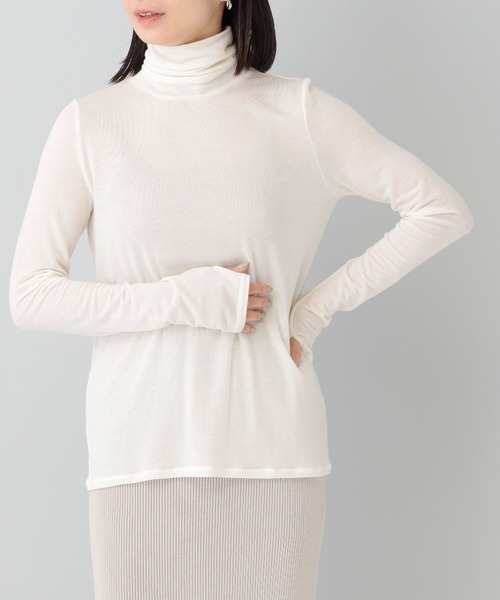 e/rm（イーアールエム）の「【e/rm】カシミヤシルクジャージタートルネック（Tシャツ/カットソー・レディース・ブラック/ライトグレー/オフホワイト/ブラウン・FREE）」の14枚目の写真
