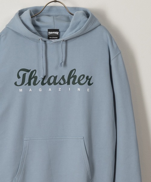 THRASHER(スラッシャー)の「【THRASHER/スラッシャー】TH Since 1981SW スクリプトロゴフーディ/プルパーカー/ユニセックス(パーカー・メンズ・チャコールグレー/ライトブルー/ブラック/グレー/キナリ・M/L/XL)」の5枚目の写真