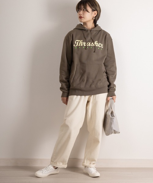 THRASHER(スラッシャー)の「【THRASHER/スラッシャー】TH Since 1981SW スクリプトロゴフーディ/プルパーカー/ユニセックス(パーカー・メンズ・チャコールグレー/ライトブルー/ブラック/グレー/キナリ・M/L/XL)」の19枚目の写真