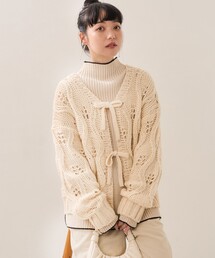FREAK'S STORE | バルキー柄編みリボンニットカーディガン(カーディガン/ボレロ)