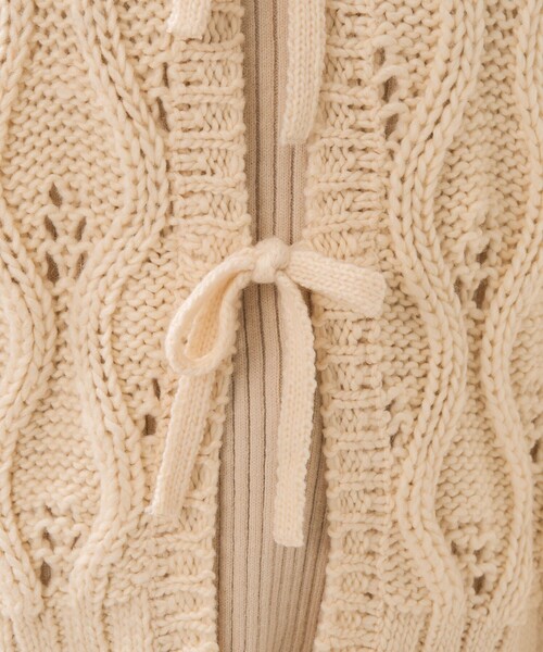 FREAK'S STORE(フリークスストア)の「バルキー柄編みリボンニットカーディガン(カーディガン/ボレロ・レディース・ブラック/オフホワイト・フリ-)」の11枚目の写真