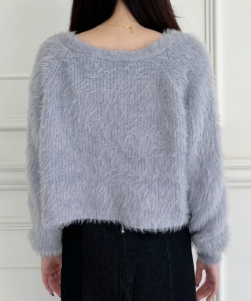 MIIA（ミーア）の「シャギーニットカーディガン（カーディガン/ボレロ・レディース・ライトグレー/ブラック/オフホワイト・FREE）」の11枚目の写真