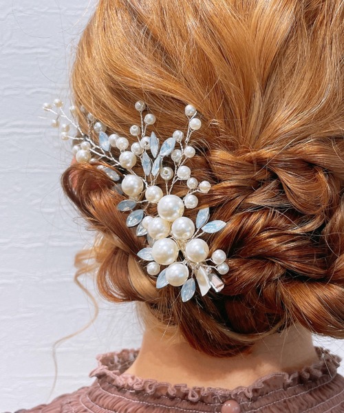 Cupid Heart(キューピッドハート)の「【Cupid Heart】結婚式用アクセ パールビジューコーム(ヘアピン・レディース・シルバー・MEDIUM)」の22枚目の写真