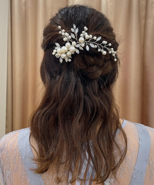 Cupid Heart(キューピッドハート)の「【Cupid Heart】結婚式用アクセ パールビジューコーム(ヘアピン・レディース・シルバー・MEDIUM)」の21枚目の写真