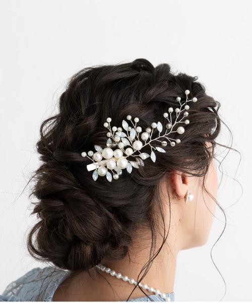 Cupid Heart(キューピッドハート)の「【Cupid Heart】結婚式用アクセ パールビジューコーム(ヘアピン・レディース・シルバー・MEDIUM)」の17枚目の写真