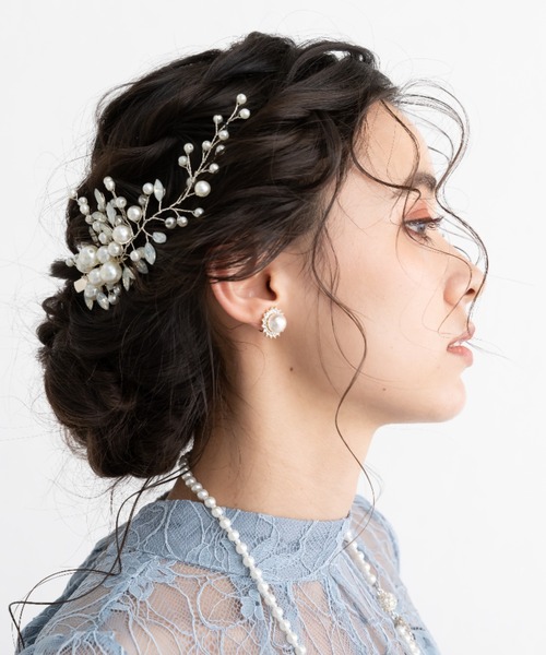 Cupid Heart(キューピッドハート)の「【Cupid Heart】結婚式用アクセ パールビジューコーム(ヘアピン・レディース・シルバー・MEDIUM)」の18枚目の写真