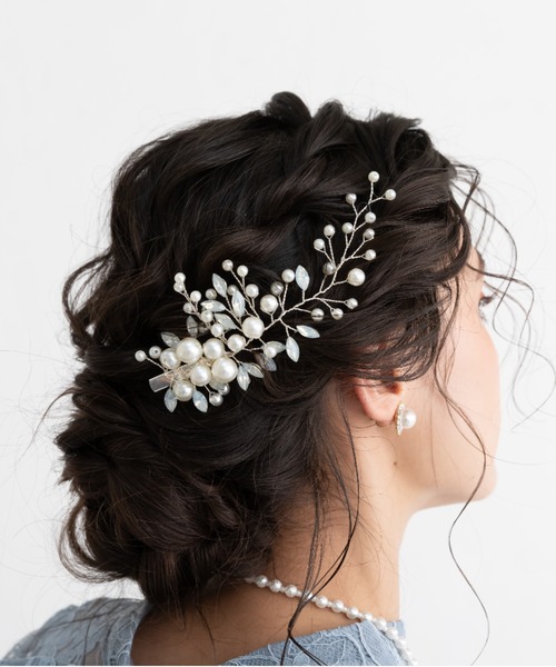 Cupid Heart(キューピッドハート)の「【Cupid Heart】結婚式用アクセ パールビジューコーム(ヘアピン・レディース・シルバー・MEDIUM)」の20枚目の写真