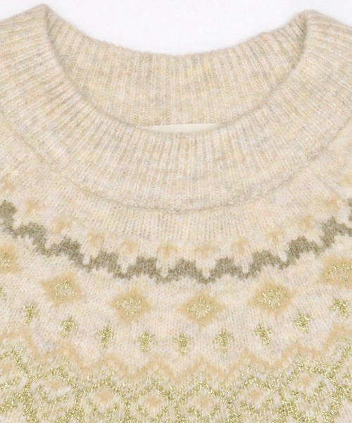 TOKYO SHIRTS(トウキョウシャツ)の「ラメフェザー ジャガード編みニットプルオーバー(ニット/セーター・レディース・ブラウン/ベージュ/ダークブルー・M/L)」の10枚目の写真