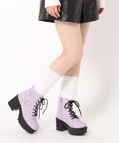 cs T&P（シーエスティーアンドピー）の「リングベルト付きレースアップブーツ【csT&P】（ブーツ・レディース・ホワイト/パープル系/ブラック・S/M/L/LL）」の18枚目の写真