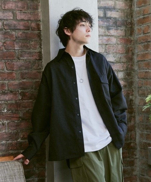 Alpinus（アルピナス）の「Flower Jacquard regular Collar Shirts / 花柄ジャガード織 レギュラーカラーシャツ（シャツ/ブラウス・メンズ・ダークグリーン/ブラック・SMALL/MEDIUM）」の4枚目の写真