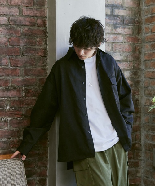 Alpinus（アルピナス）の「Flower Jacquard regular Collar Shirts / 花柄ジャガード織 レギュラーカラーシャツ（シャツ/ブラウス・メンズ・ダークグリーン/ブラック・SMALL/MEDIUM）」の5枚目の写真