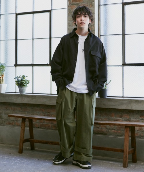 Alpinus（アルピナス）の「Flower Jacquard regular Collar Shirts / 花柄ジャガード織 レギュラーカラーシャツ（シャツ/ブラウス・メンズ・ダークグリーン/ブラック・SMALL/MEDIUM）」の9枚目の写真