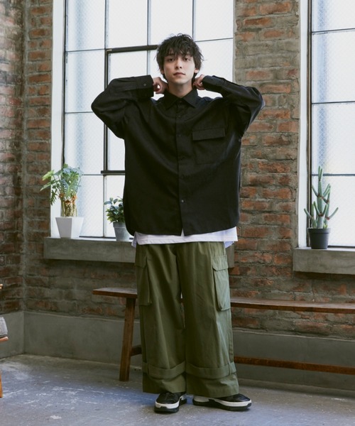 Alpinus（アルピナス）の「Flower Jacquard regular Collar Shirts / 花柄ジャガード織 レギュラーカラーシャツ（シャツ/ブラウス・メンズ・ダークグリーン/ブラック・SMALL/MEDIUM）」の21枚目の写真