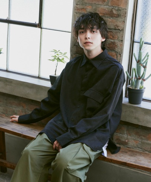 Alpinus（アルピナス）の「Flower Jacquard regular Collar Shirts / 花柄ジャガード織 レギュラーカラーシャツ（シャツ/ブラウス・メンズ・ダークグリーン/ブラック・SMALL/MEDIUM）」の15枚目の写真