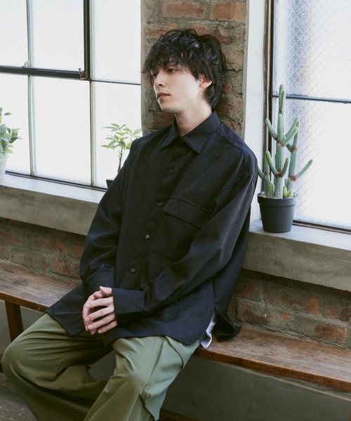 Alpinus（アルピナス）の「Flower Jacquard regular Collar Shirts / 花柄ジャガード織 レギュラーカラーシャツ（シャツ/ブラウス・メンズ・ダークグリーン/ブラック・SMALL/MEDIUM）」の16枚目の写真
