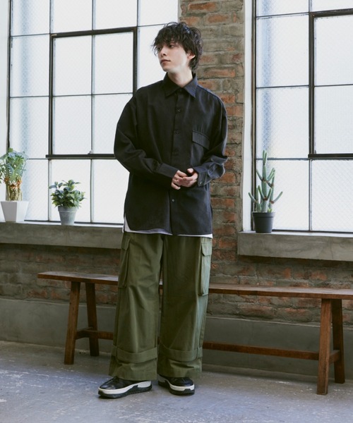 Alpinus（アルピナス）の「Flower Jacquard regular Collar Shirts / 花柄ジャガード織 レギュラーカラーシャツ（シャツ/ブラウス・メンズ・ダークグリーン/ブラック・SMALL/MEDIUM）」の22枚目の写真